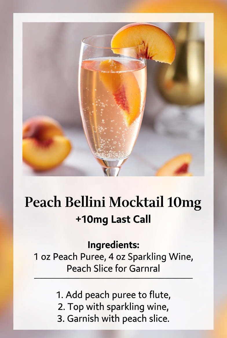 Peach Bellini Mocktail with 10mg Last Call